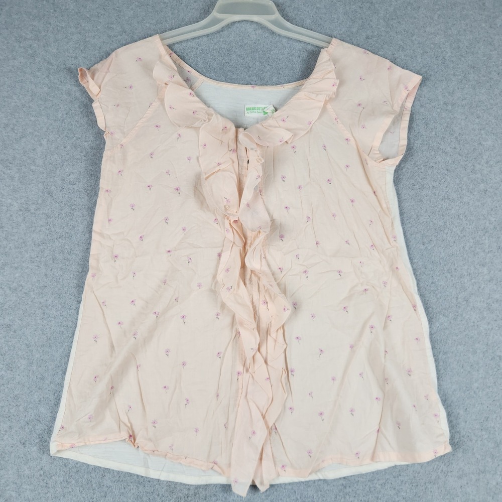 Dream Out Loud by Selena Gomez Blouse Top Women XL Pink Floral Ruffle Cap Sleeve